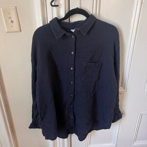 Time and Tru Navy Button-Up Shirt
